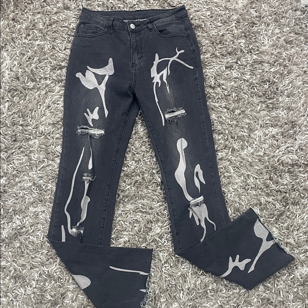 SHEIN Stylish Black and Gray Women's Jeans size large tall
